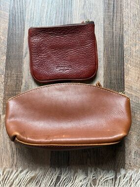 Two leather pouches: J.W. Hulme Co. + handmade, brown/tan